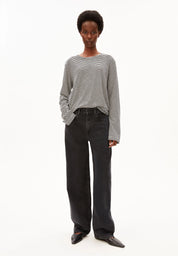 slub jersey stripe longsleeve black-oatmilk
