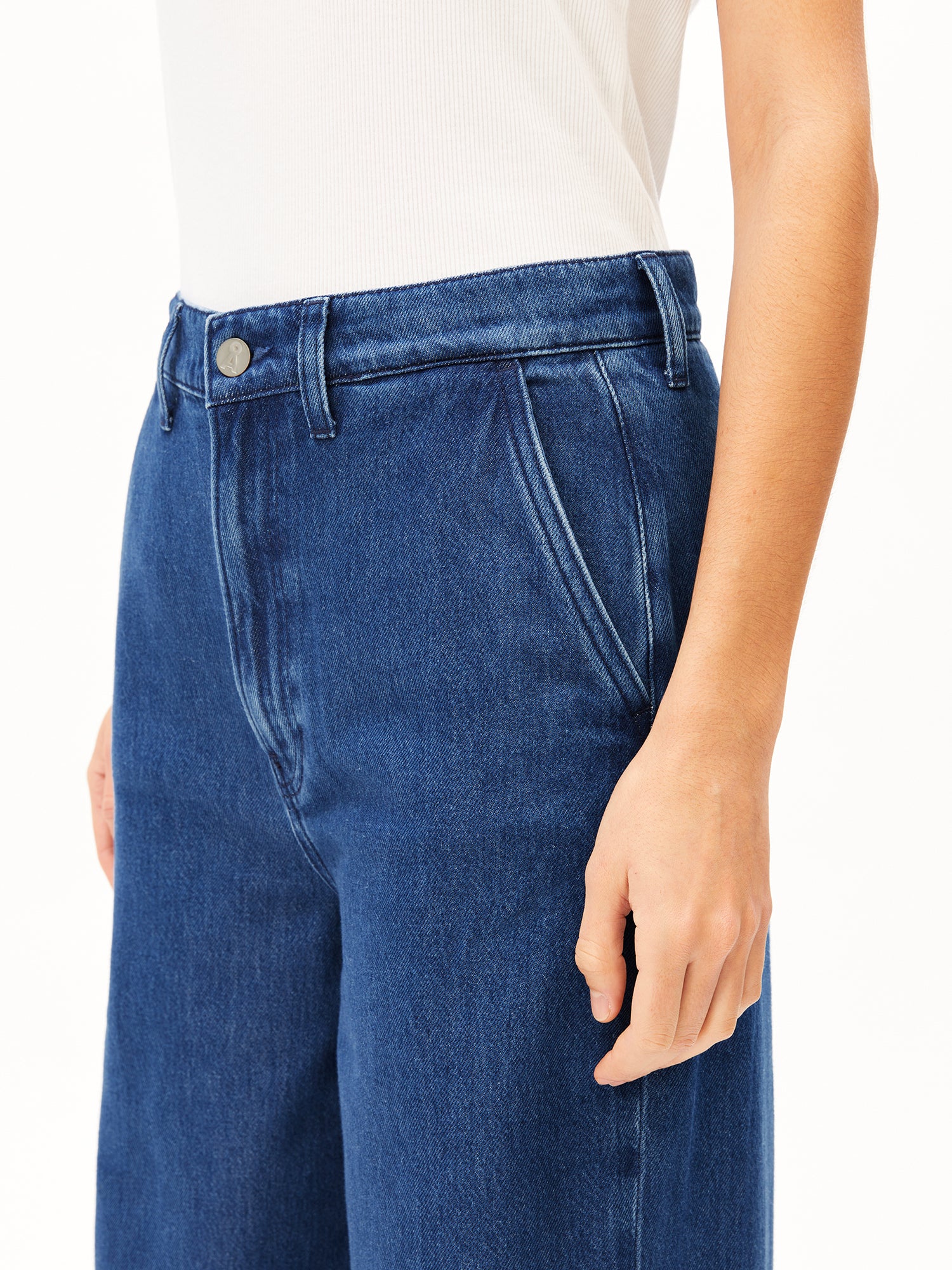 wide leg denim pant bright blue