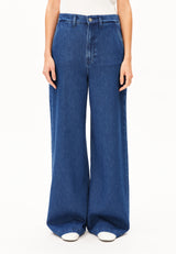 wide leg denim pant bright blue