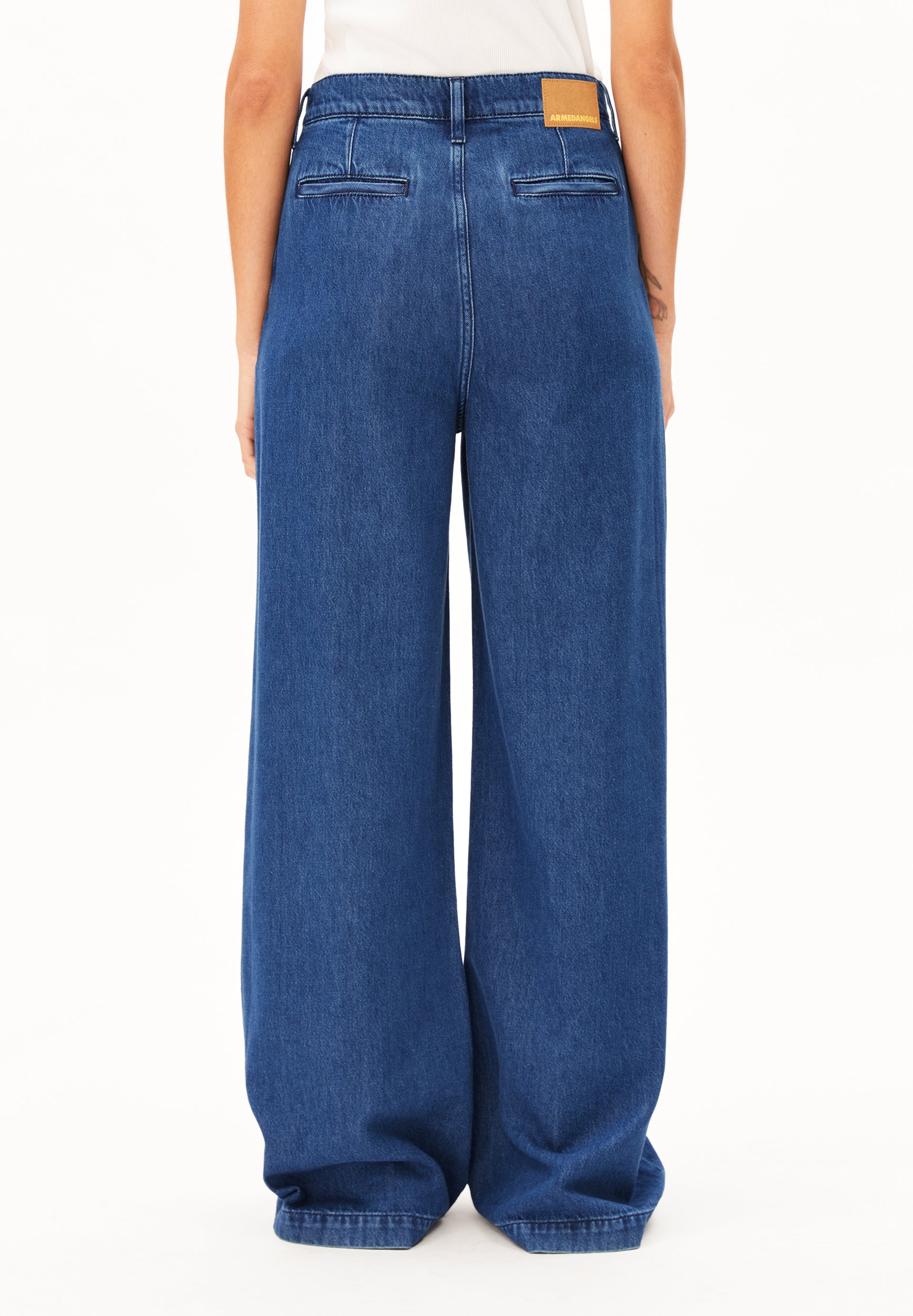 wide leg denim pant bright blue