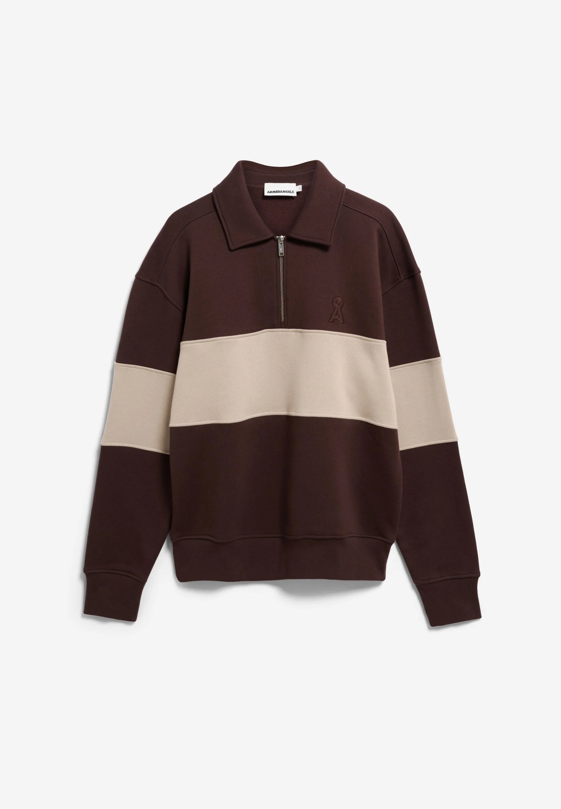 striped troyer sweatshirt claystone-sand stone