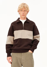 striped troyer sweatshirt claystone-sand stone