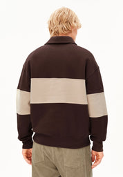 striped troyer sweatshirt claystone-sand stone