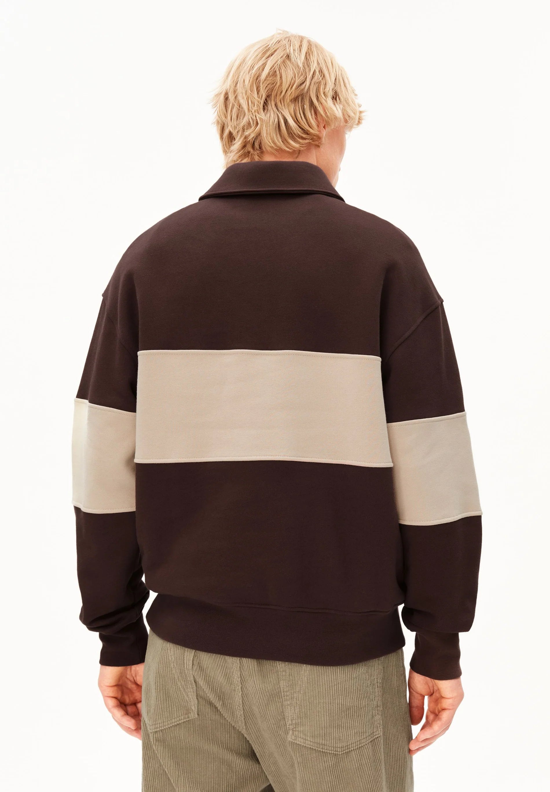 striped troyer sweatshirt claystone-sand stone