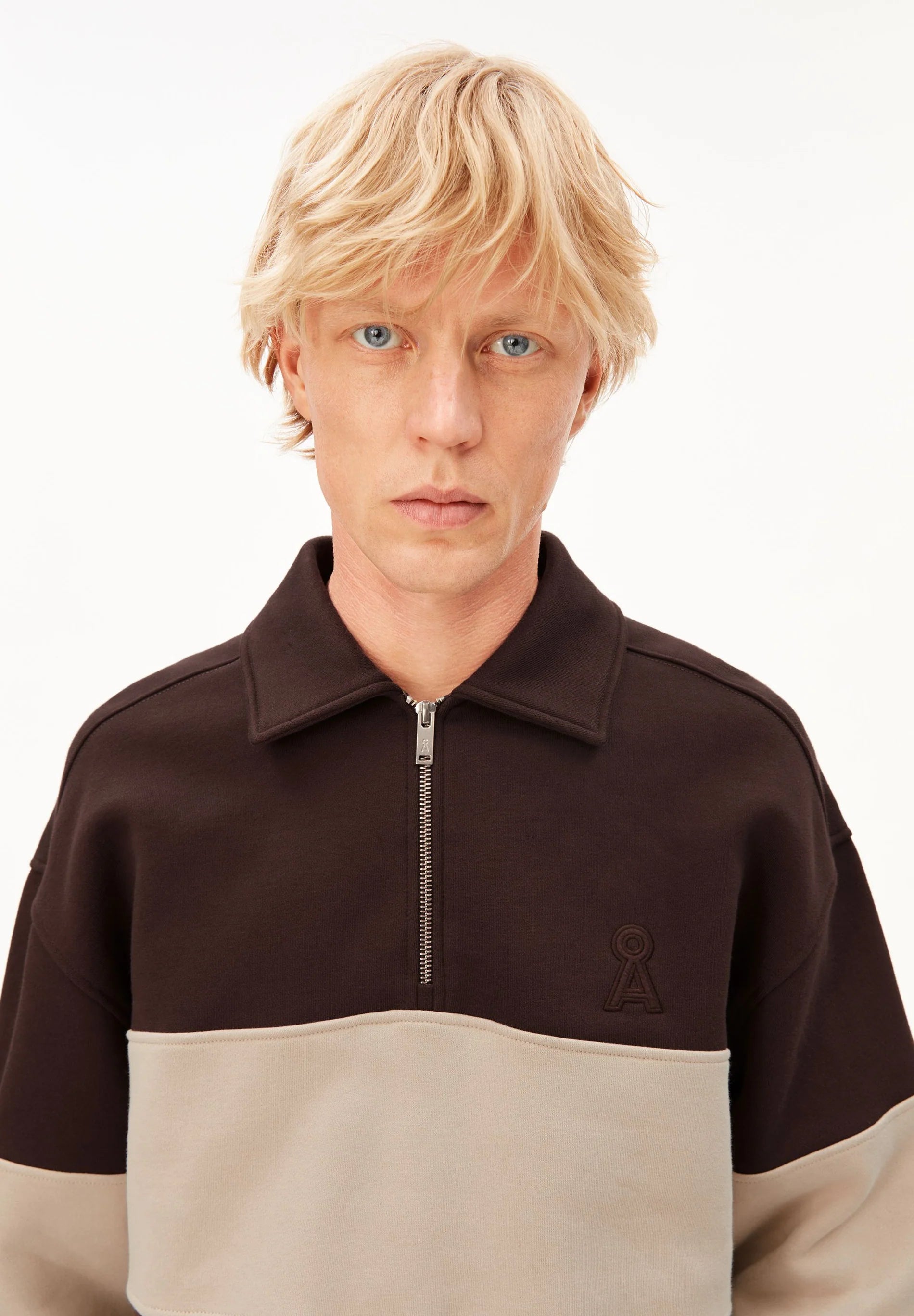 striped troyer sweatshirt claystone-sand stone