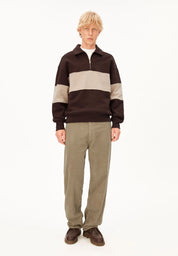 striped troyer sweatshirt claystone-sand stone