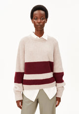 rib striped knit sweater honey melange-velvet red
