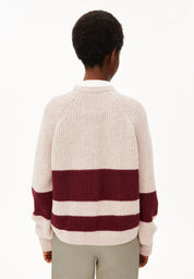 rib striped knit sweater honey melange-velvet red