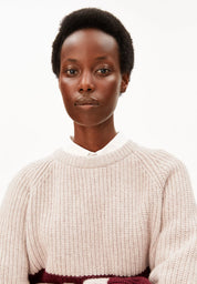 rib striped knit sweater honey melange-velvet red