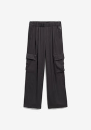 satin pull on wide cargo pant dark steel