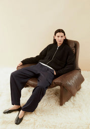 satin pull on wide cargo pant dark steel