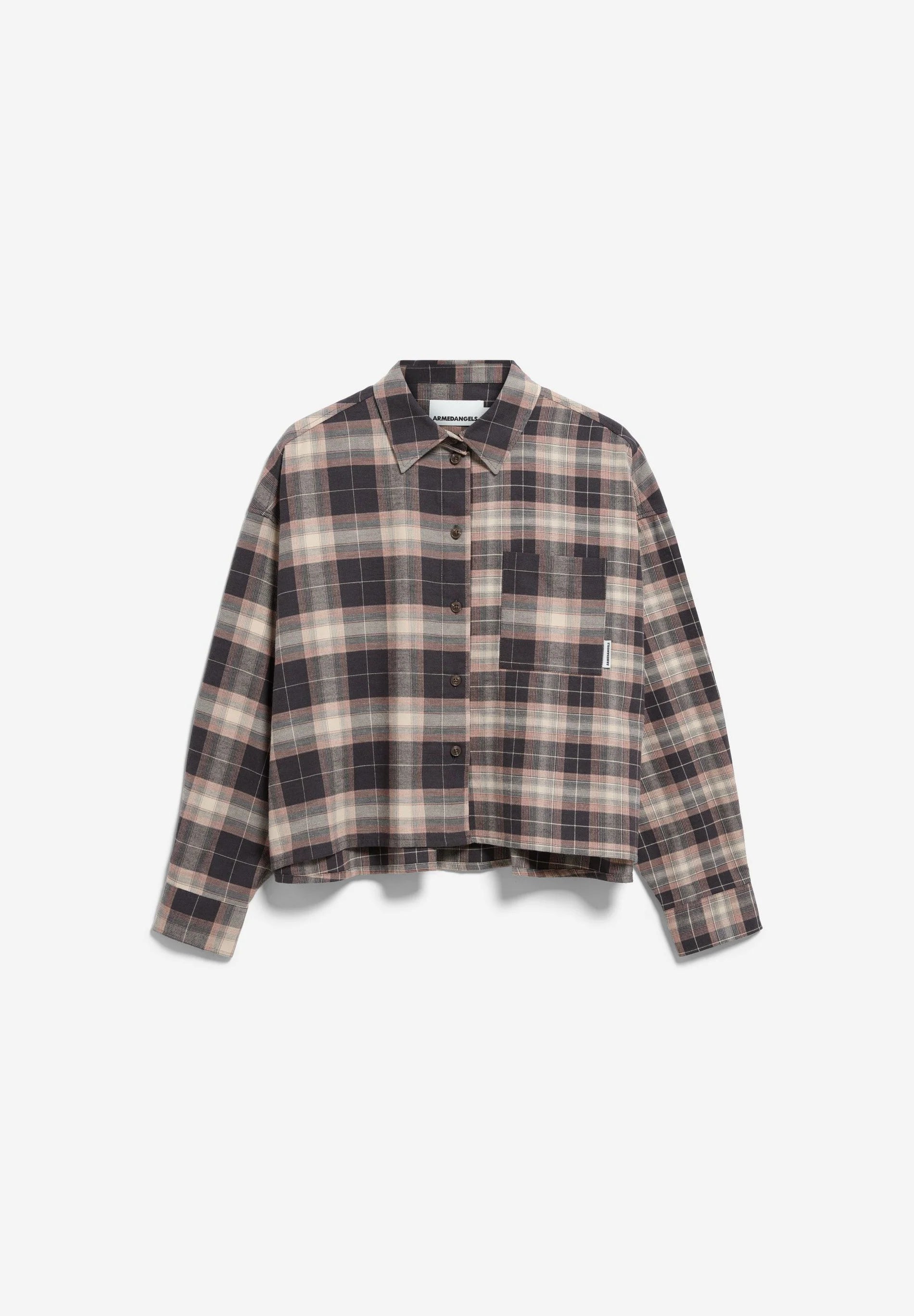 nalaani patched check blouse moonshadow-sandstone