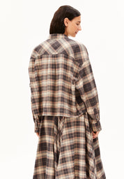 nalaani patched check blouse moonshadow-sandstone