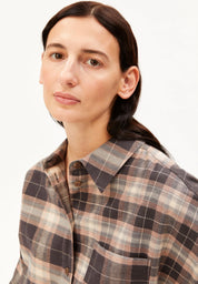nalaani patched check blouse moonshadow-sandstone