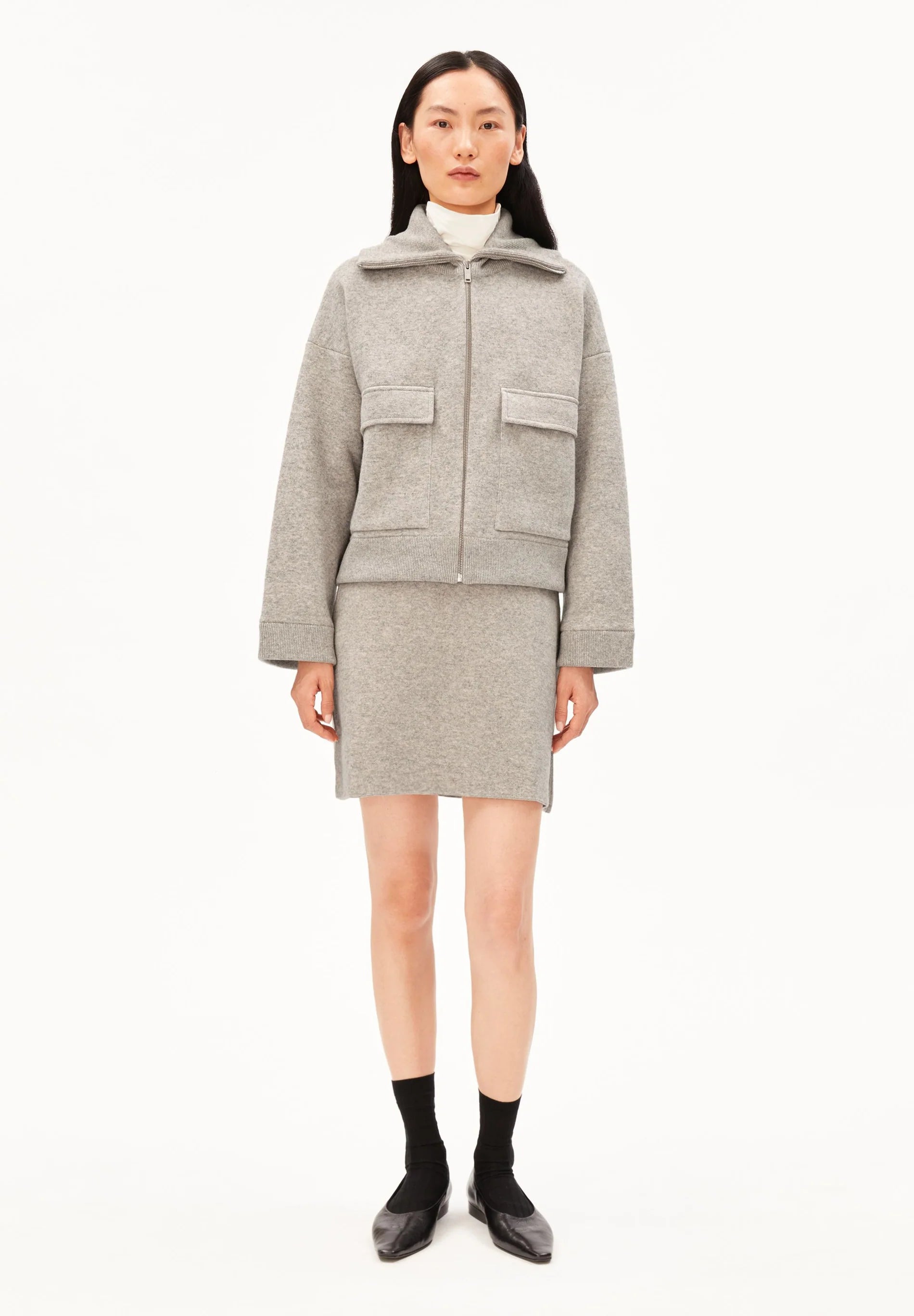 cotton-wool knit jacket dark honey melange