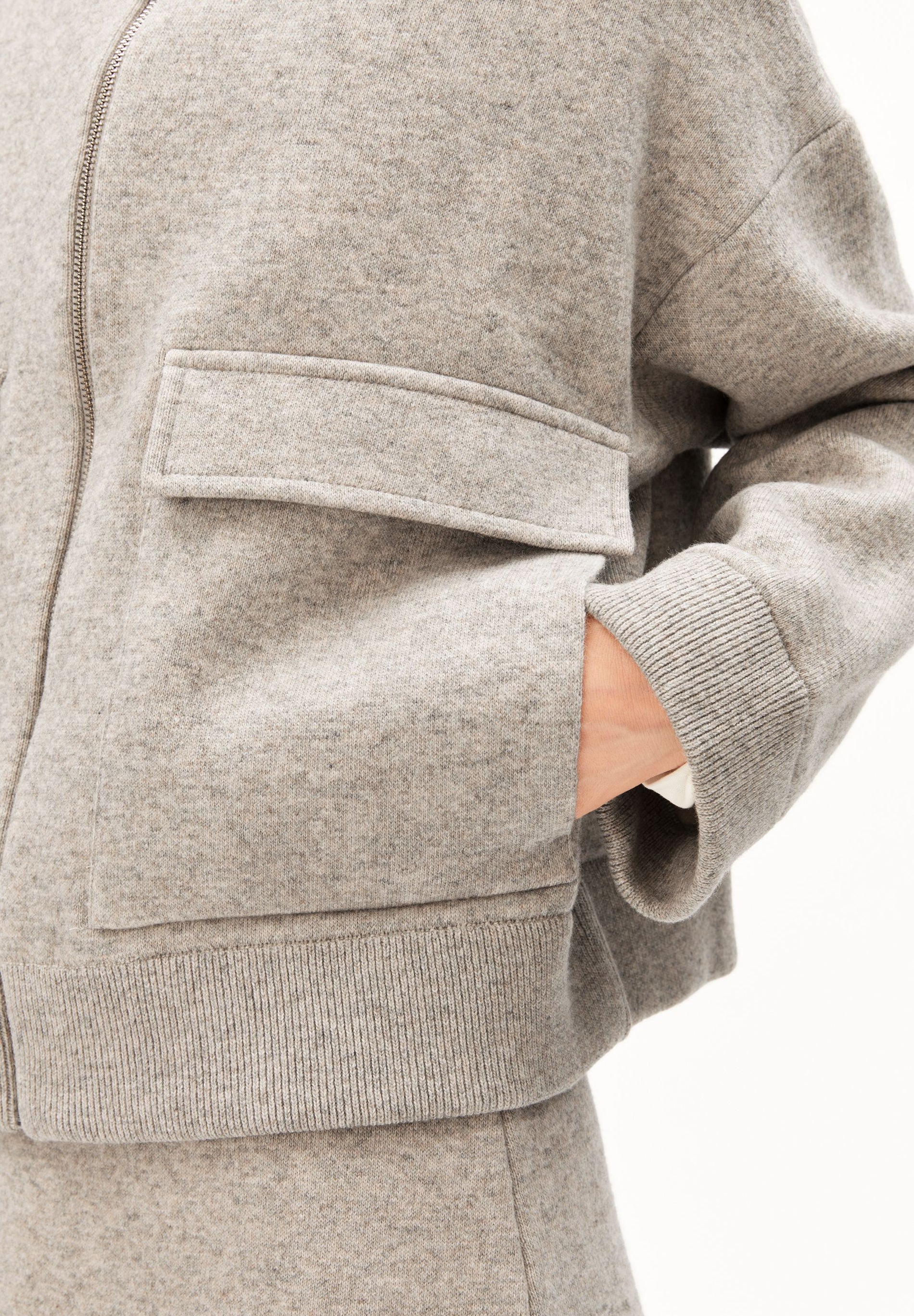 cotton-wool knit jacket dark honey melange