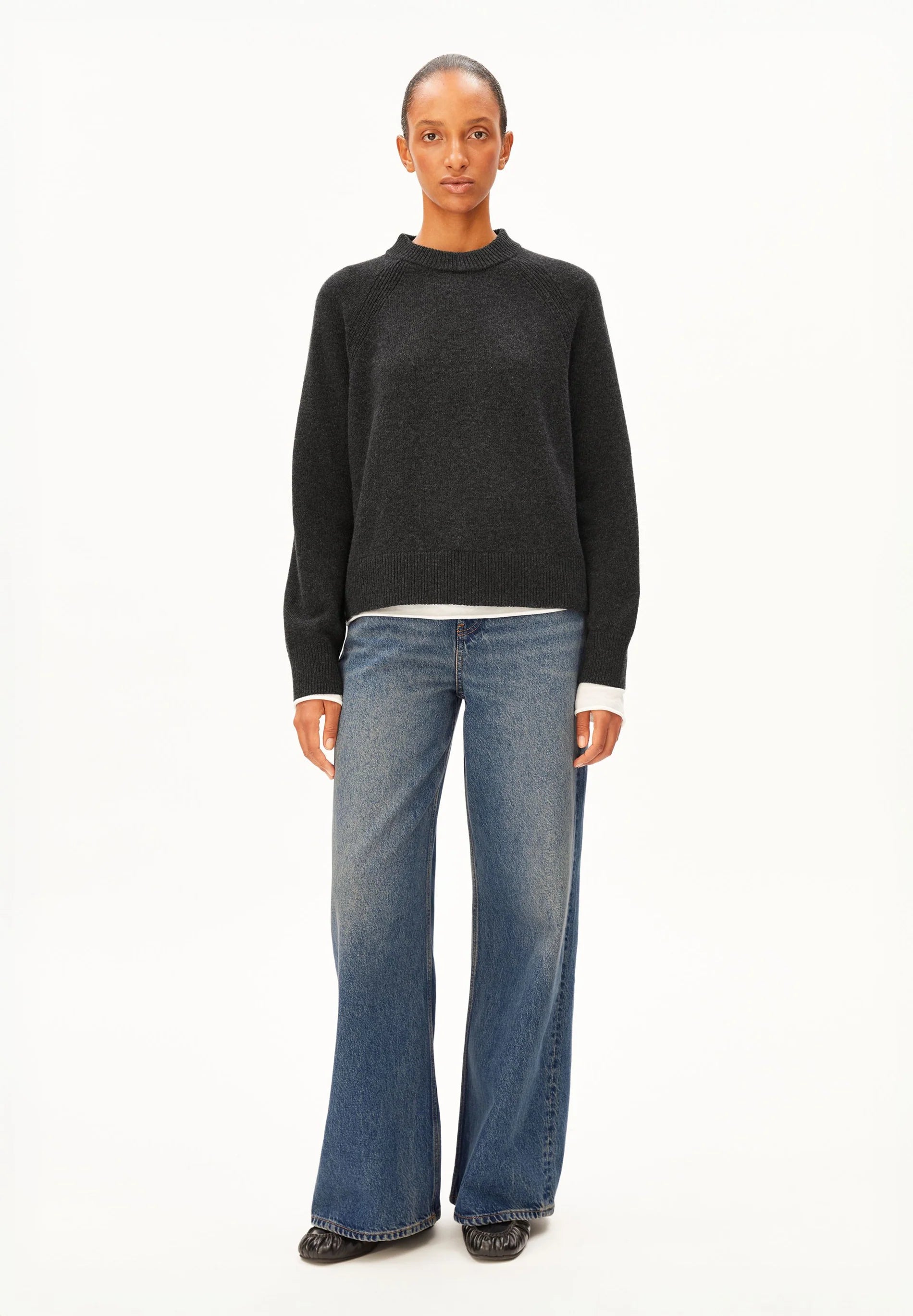 wool knit sweater steel melange