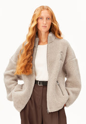 wool blend fleece jacket honey melange