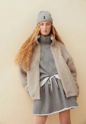 wool blend fleece jacket honey melange