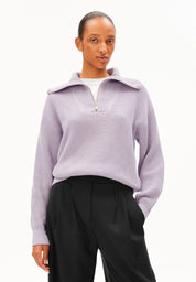 vanisé rib knit troyer moonlit lilac-dark moonlit lilac