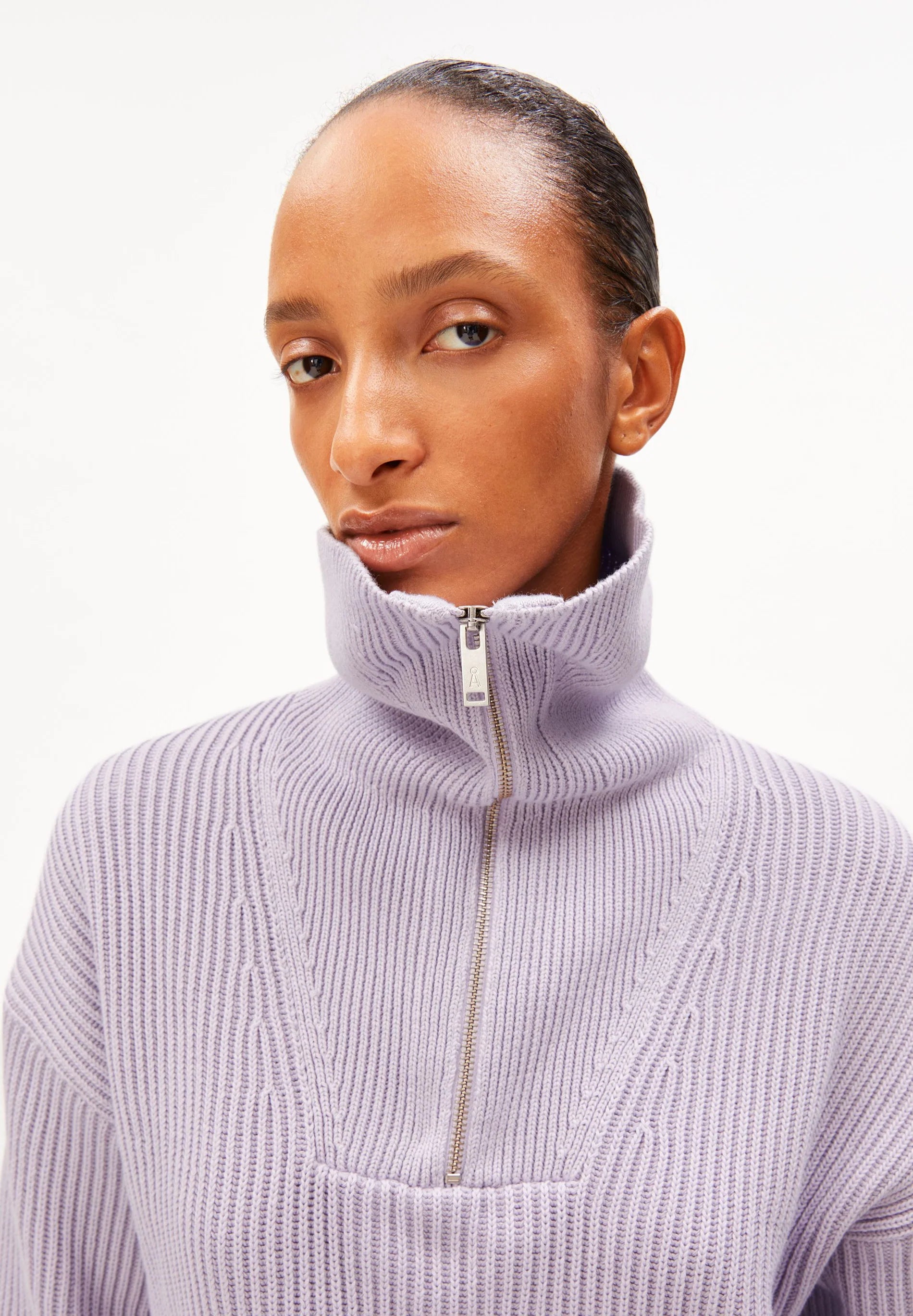 vanisé rib knit troyer moonlit lilac-dark moonlit lilac