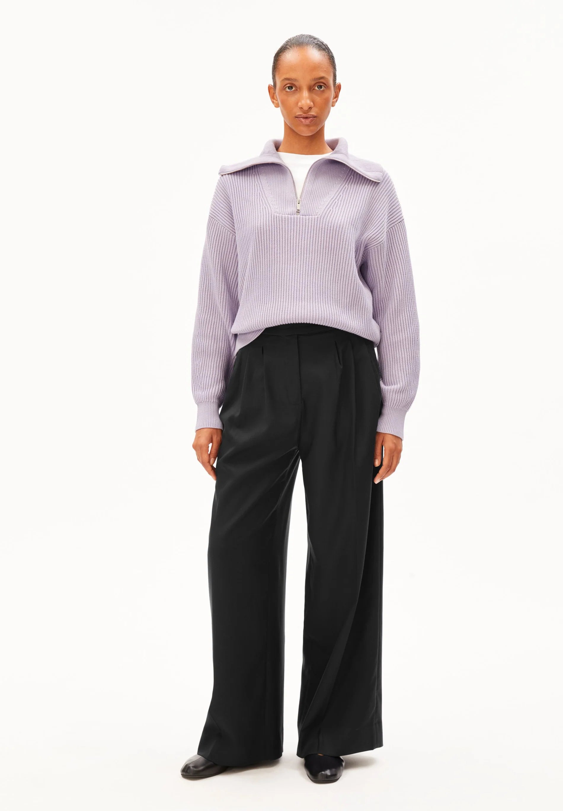 vanisé rib knit troyer moonlit lilac-dark moonlit lilac