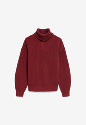 vanisé rib knit troyer velvet red-light velvet red