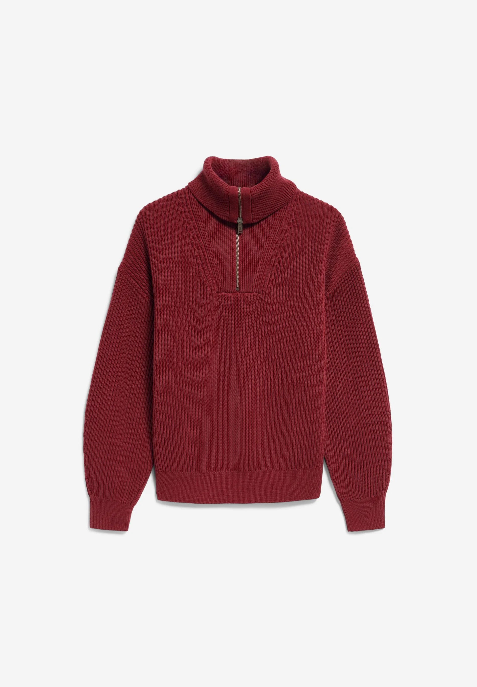 vanisé rib knit troyer velvet red-light velvet red
