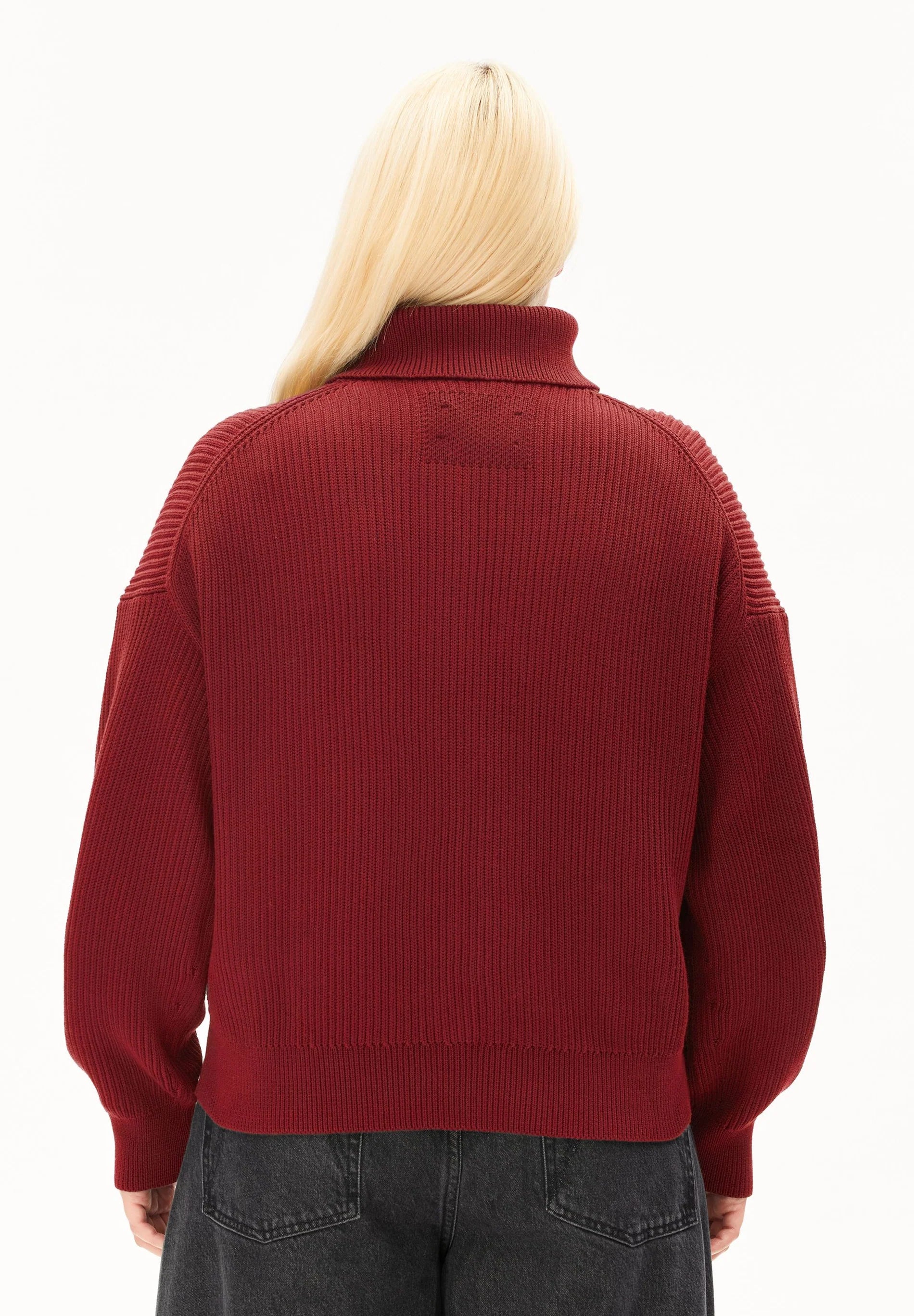 vanisé rib knit troyer velvet red-light velvet red