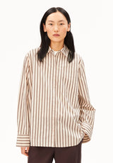 stripe loose shirt blouse oatmilk-claystone