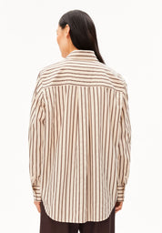 stripe loose shirt blouse oatmilk-claystone