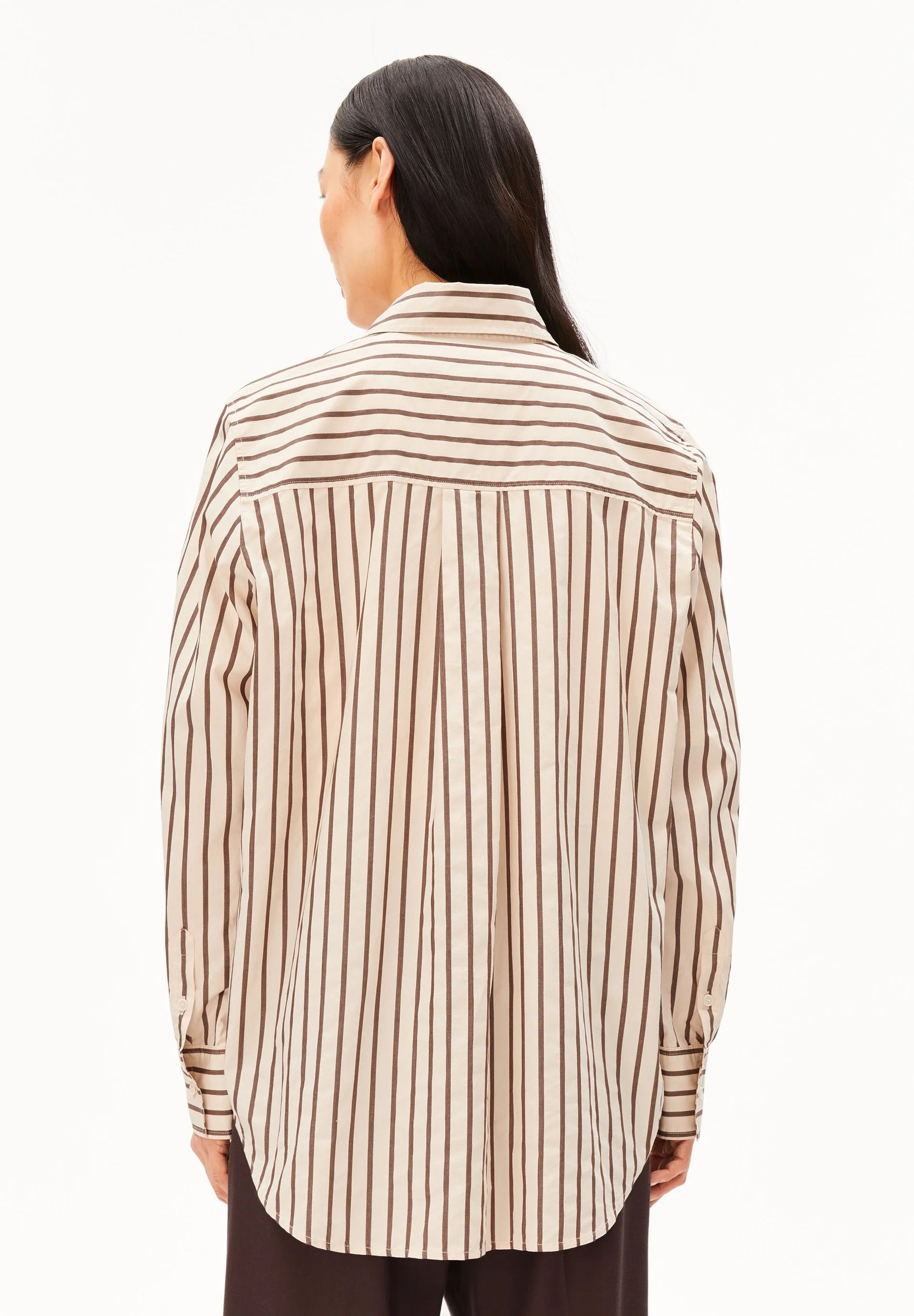 stripe loose shirt blouse oatmilk-claystone