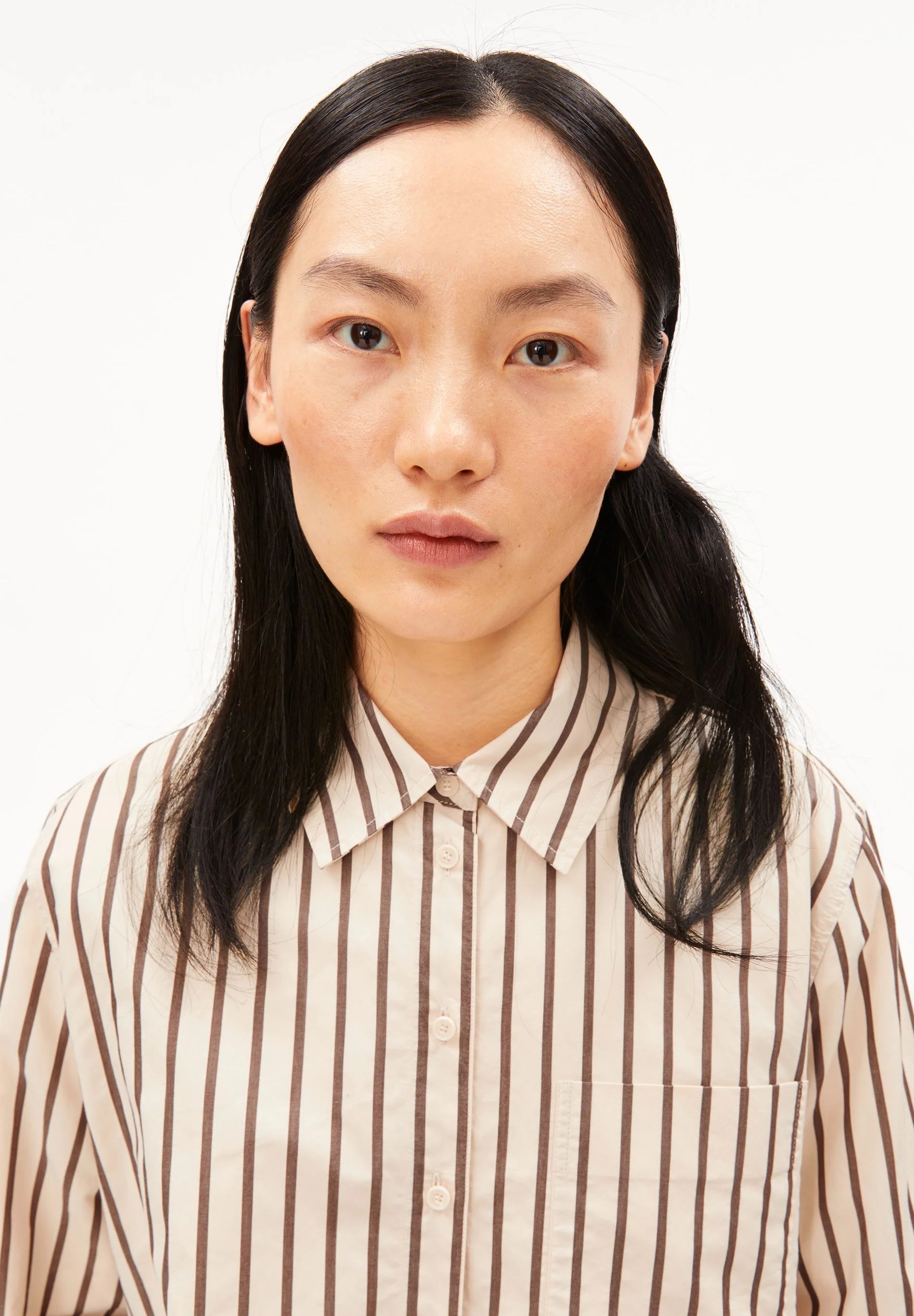stripe loose shirt blouse oatmilk-claystone