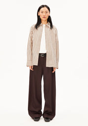 stripe loose shirt blouse oatmilk-claystone