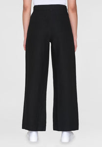 posey wide mid-rise linen pants black jet