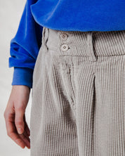 corduroy pleated pants grey