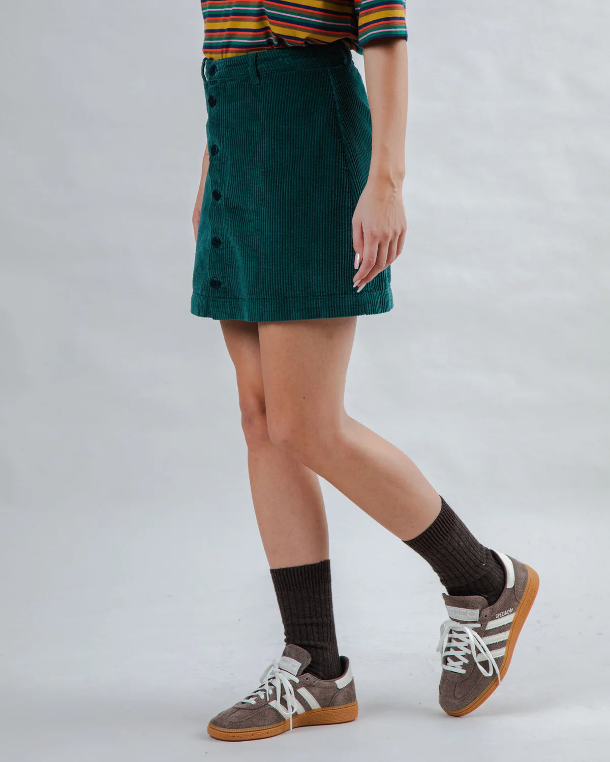 corduroy mini skirt green