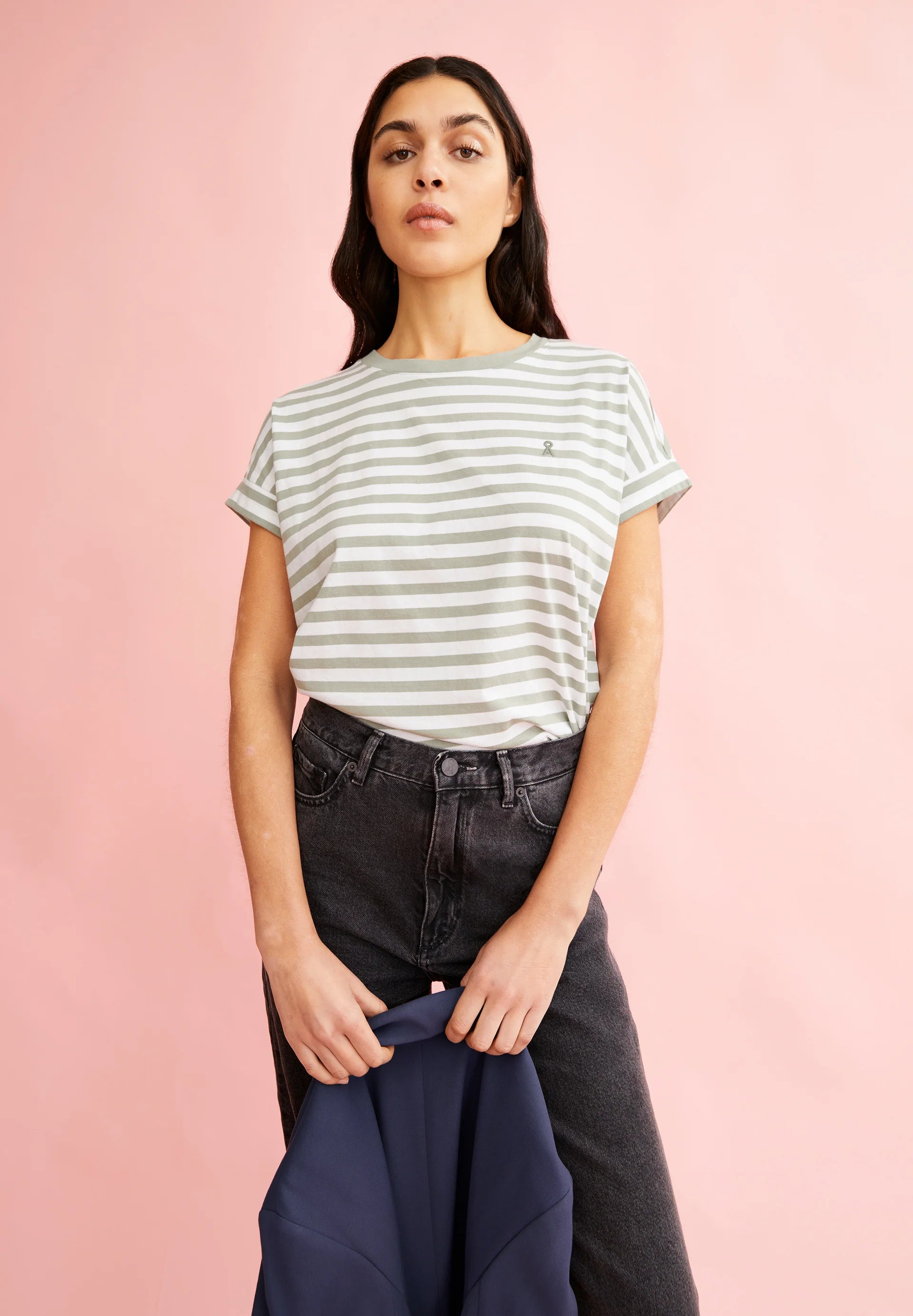 t-shirt idaara stripes white-seagreen