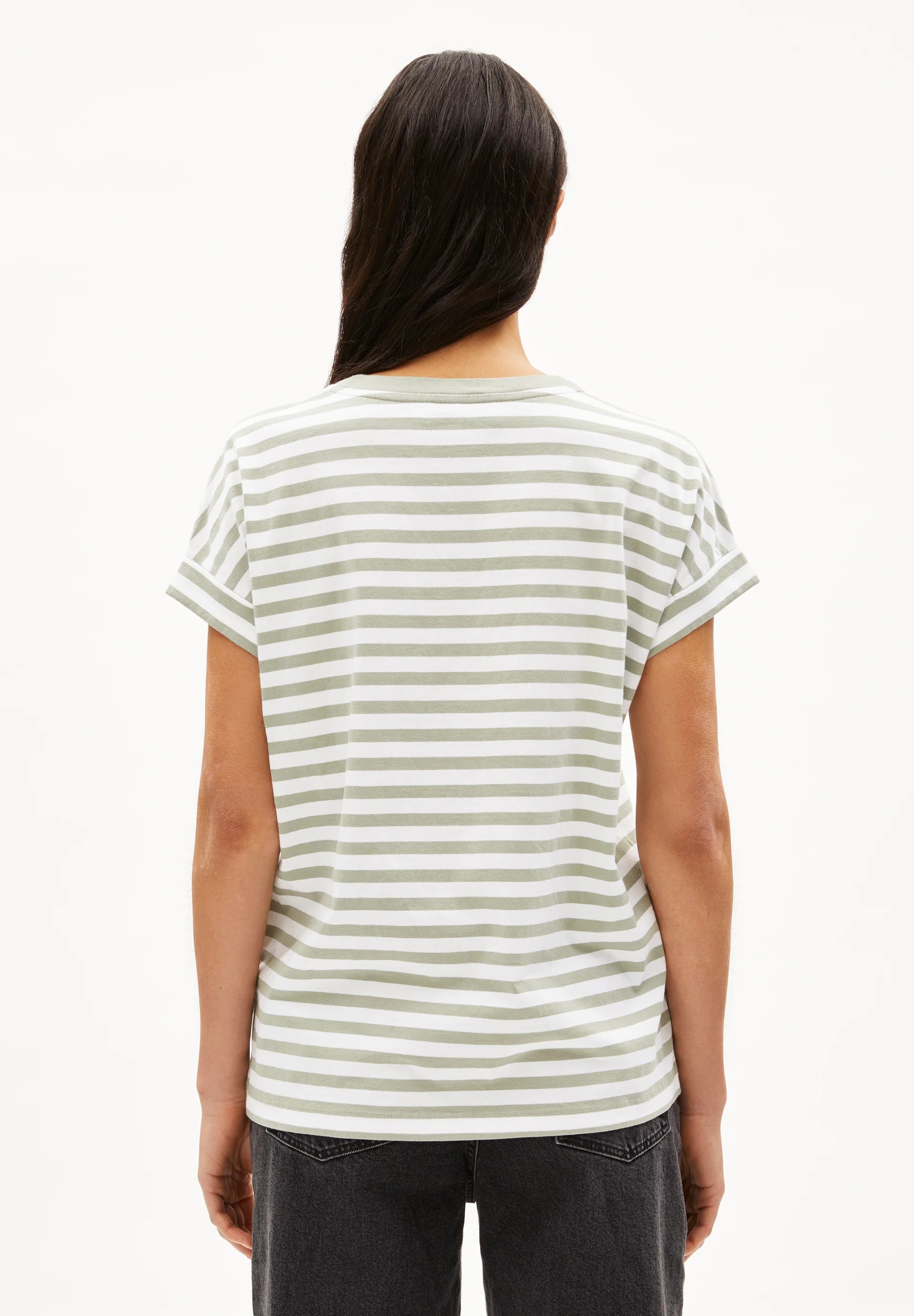 t-shirt idaara stripes white-seagreen