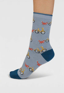 dilloyn cat and bike socks lake blue