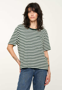 waterlily stripes dark green t-shirt