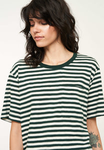 waterlily stripes dark green t-shirt