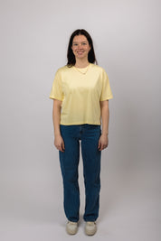 boxy organic crop tee butter yellow