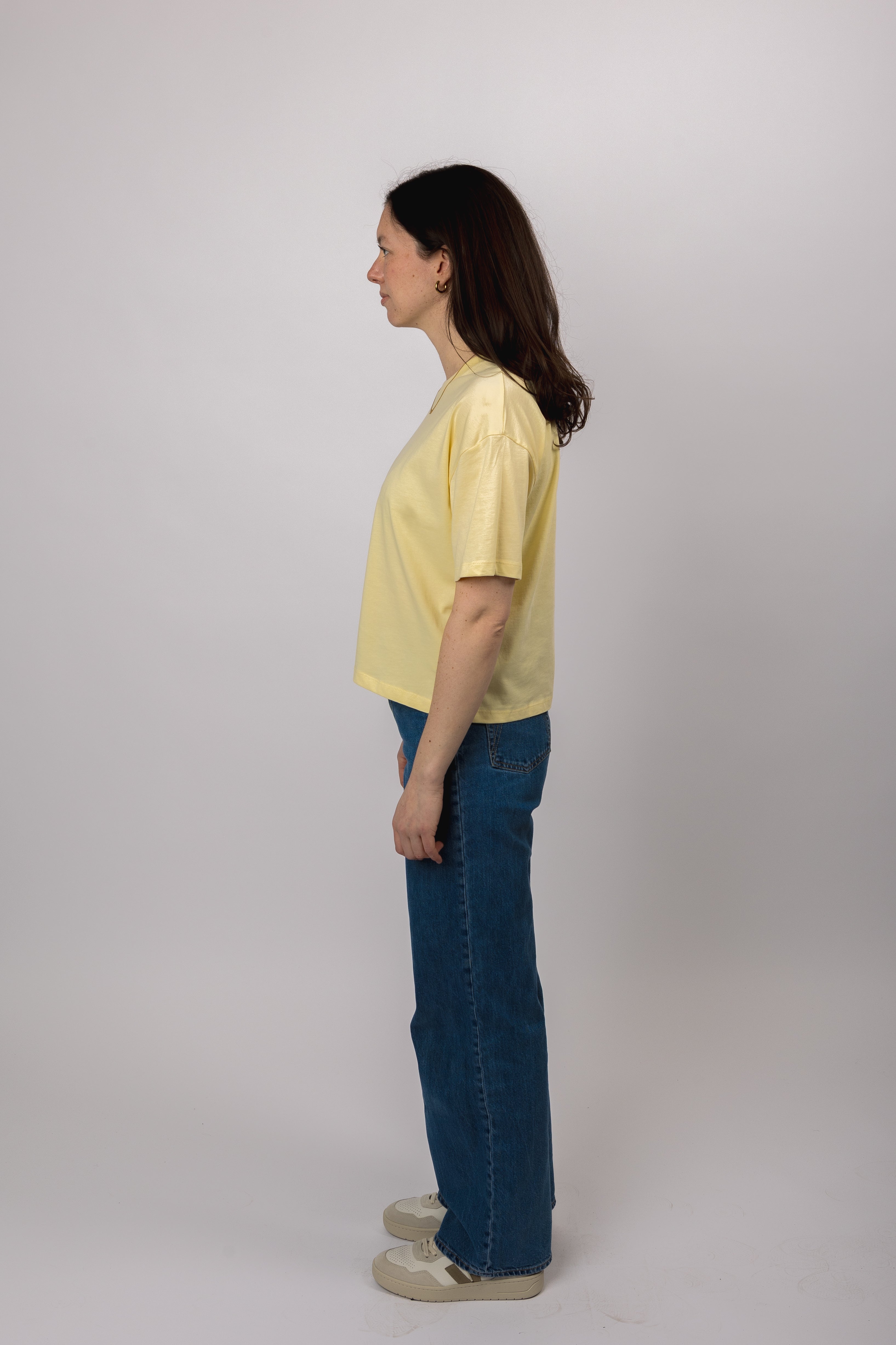 boxy organic crop tee butter yellow