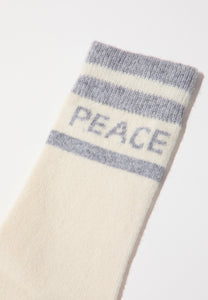 socks with intarsia off white/grey melange