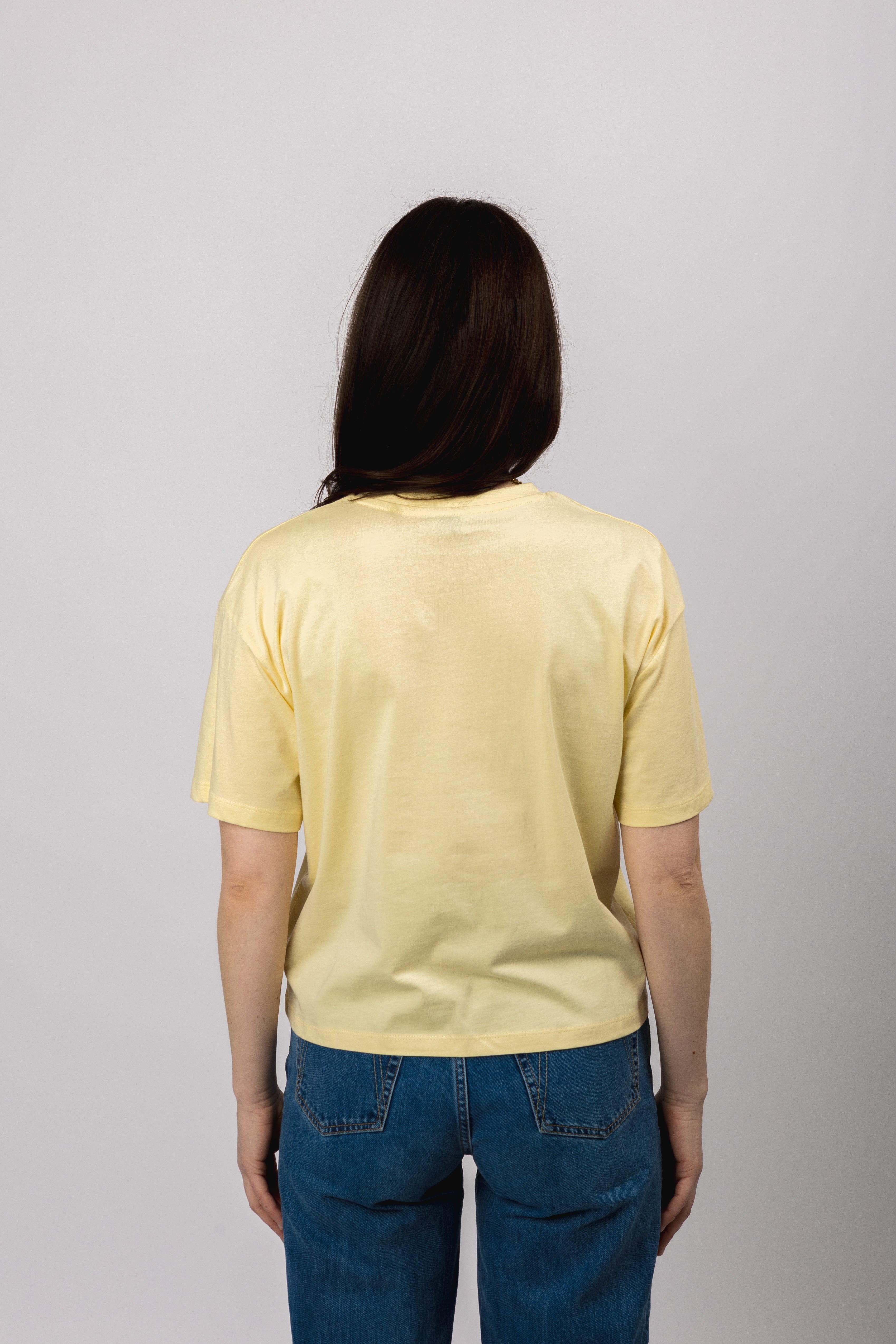 boxy organic crop tee butter yellow