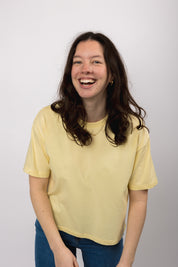 boxy organic crop tee butter yellow