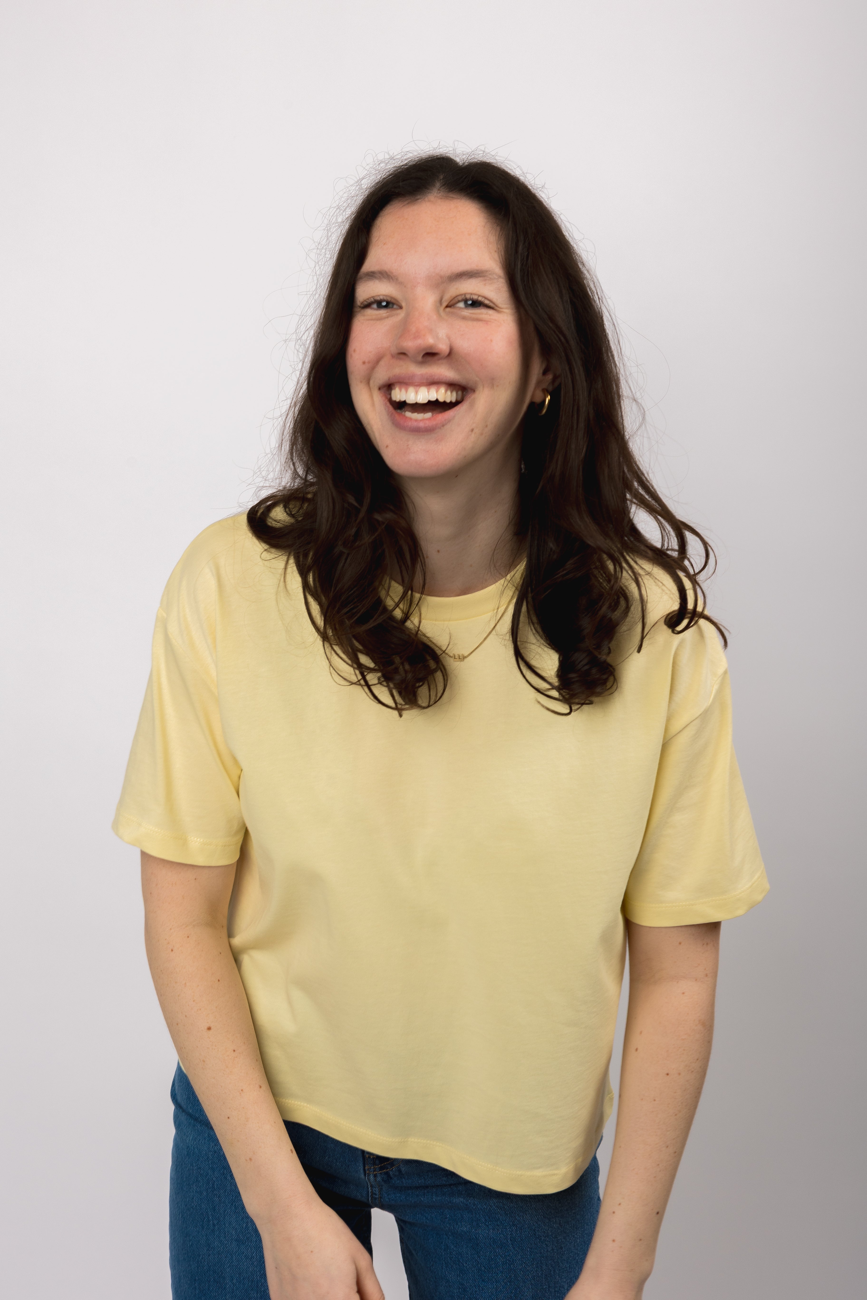 boxy organic crop tee butter yellow