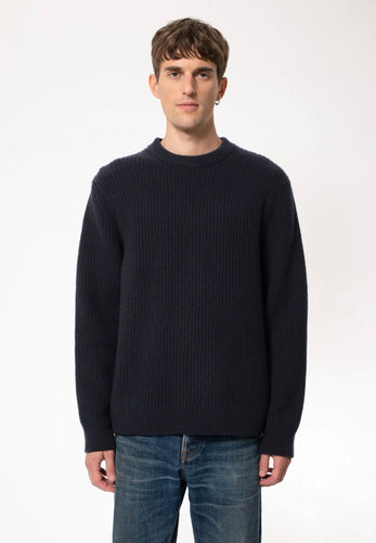 august rib wool navy sweater
