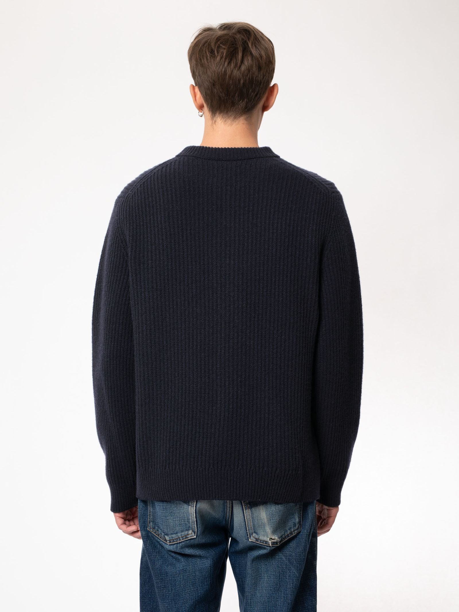 august rib wool navy sweater